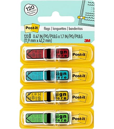 Amazon.com : Post-it Message Flags, Sign and Date, 30/Dispenser, 4